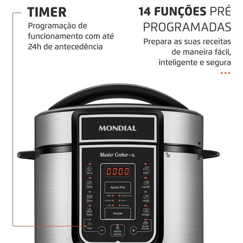 Panela Elétrica de Pressão Mondial Digital Master Cooker PE-40 3L - Preta/Inox 110V