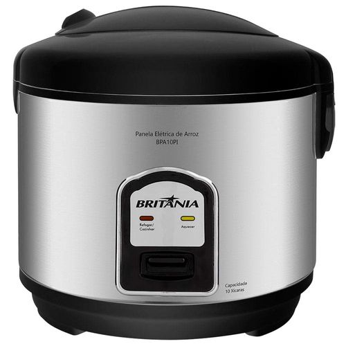 Panela Elétrica de Arroz Britânia BPA10PI 10 Xícaras – Preta/Inox 110V