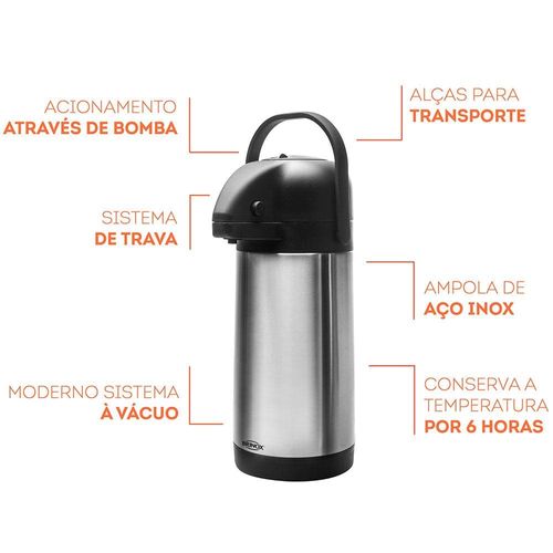 Garrafa Térmica Brinox 2,5 Litros