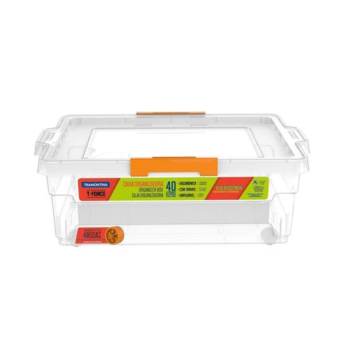 Caixa Organizadora Tramontina com Tampa e Rodas 92554011 40L – Transparente