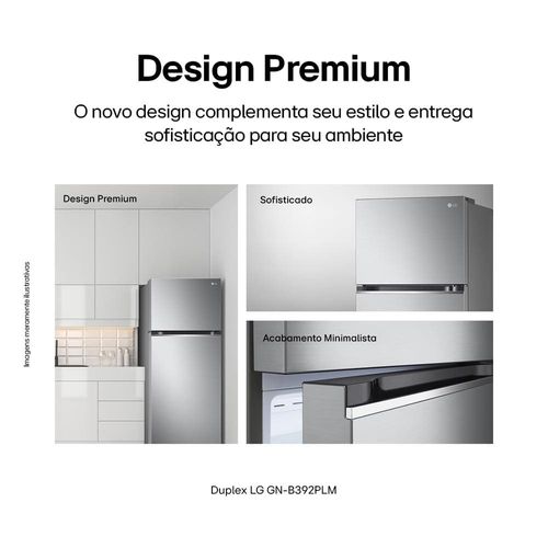 Geladeira LG Frost Free Duplex Gaveta Fresh Zone Multi Air Flow Inox Look - 395L 110V