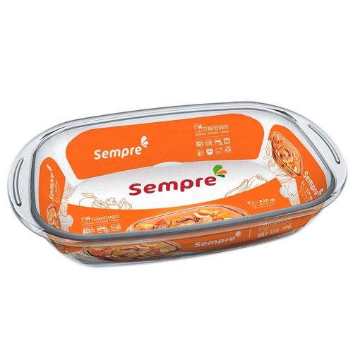 Assadeira Retangular Refratária Sempre em Vidro 36,2 cm - 3 L