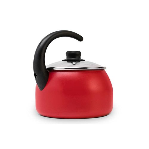 Chaleira Multiflon Paprika em Alumínio com Tampa de Vidro Vermelha - 2,4 L