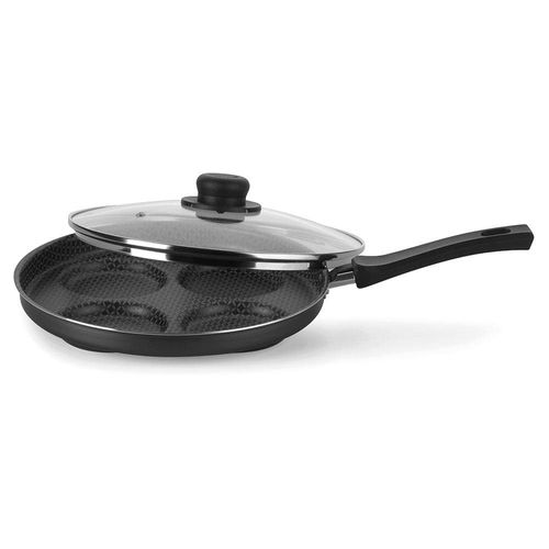 Frigideira para Ovos Multiflon Gourmet com Revestimento Antiaderente Ultra 7 Preta e Tampa - 26 cm