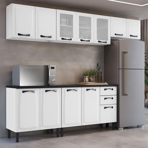 Cozinha Compacta Itatiaia New Premium com 12 Portas, 2 Gavetas e 10 Prateleiras - 280cm de largura Branco