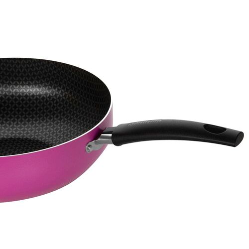 Frigideira Wok Multiflon Color com Revestimento Ultra 7 Rosa - 24 cm