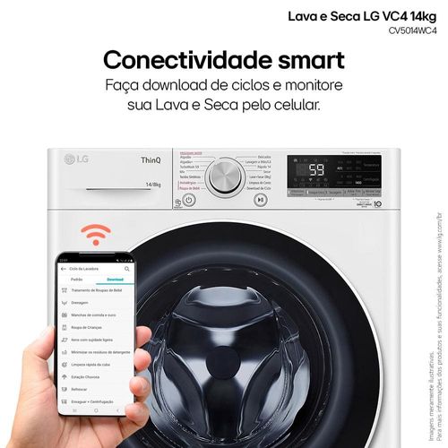 Lava e Seca LG 14Kg/8Kg Smart VC4 com Inteligência Artificial AI DD™ CV5014WC4 - Branca 110V
