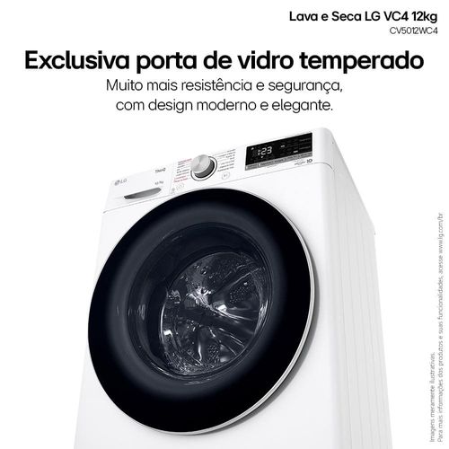 Lava e Seca LG 12Kg/7Kg Smart VC4 com Inteligência Artificial AI DD™ CV5012WC4 - Branca 220V