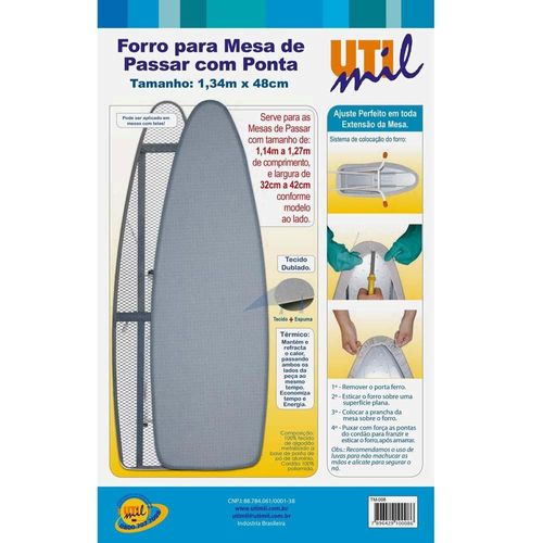 Forro para Mesa de Passar Ponta Utimil TM008 em Tecido Metalizado/Térmico