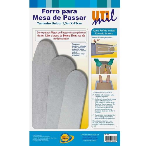Forro para Mesa de Passar Universal Utimil TM002 em Tecido Metalizado/Térmico