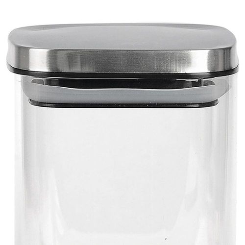 Porta Mantimentos Quadrado Dynasty em Vidro Borossilicato com Tampa de Metal Prata – 1,1 L