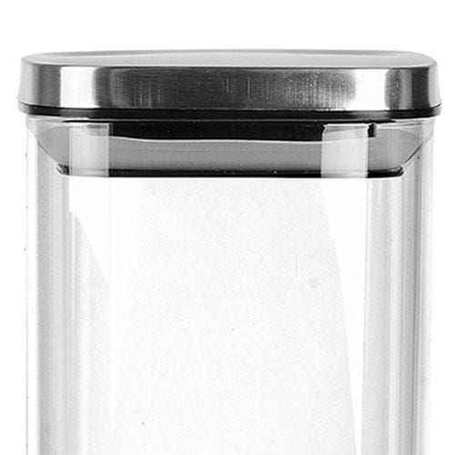 Porta Mantimentos Quadrado Dynasty em Vidro Borossilicato com Tampa de Metal Prata – 1,9L