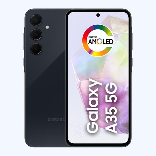 Smartphone Samsung Galaxy A35 5G 256GB Azul Escuro 8GB RAM Câmera Tripla Traseira de até 50MP Selfie de 13MP Tela super AMOLED de 6.6”