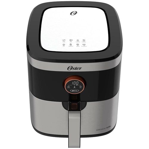 Fritadeira Elétrica Sem Óleo Air Fryer 2 em 1 Oster OFRT660 4,8L com Função Desidratar – Black Inox 220V