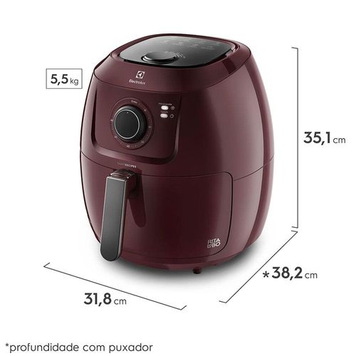 Fritadeira Elétrica Sem Óleo Air Fryer Electrolux Family Efficient Por Rita Lobo EAF51 5L – Vermelha Escura 110V