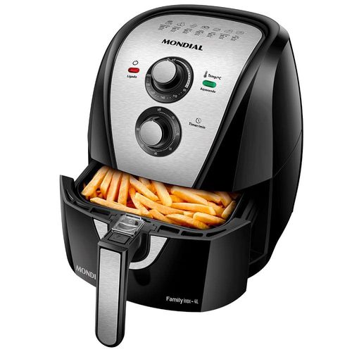 Fritadeira Elétrica Sem Óleo Air Fryer Mondial AFN40BI Family Inox 4L - Preta/Inox 220V