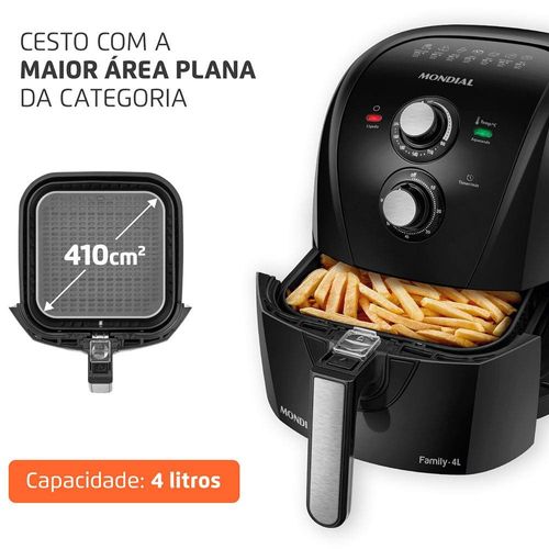 Fritadeira Elétrica Sem Óleo Air Fryer Mondial Family AFN40FB 4 L – Preta 110V