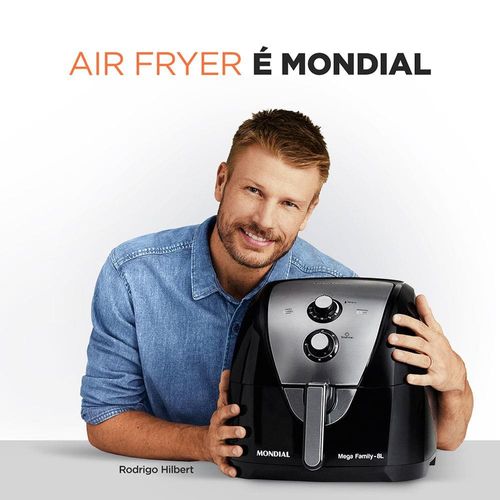 Fritadeira Elétrica Sem Óleo Air Fryer Mondial Mega Family AFN-80-BI 8L – Preta/Inox 220V