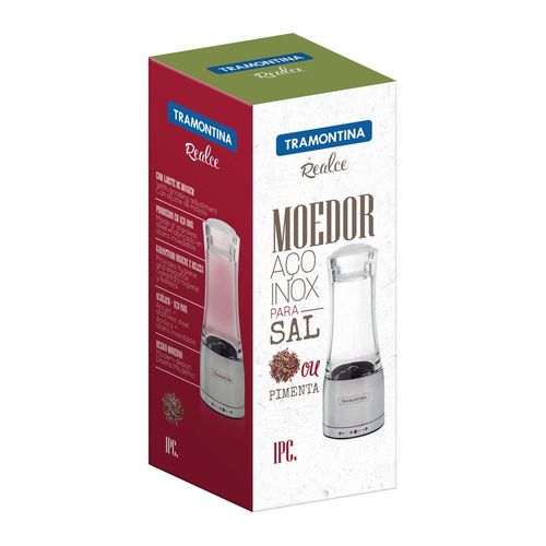 Moedor para Sal Ou Pimenta Tramontina Realce em Aço Inox e Acrílico – 16,6 cm