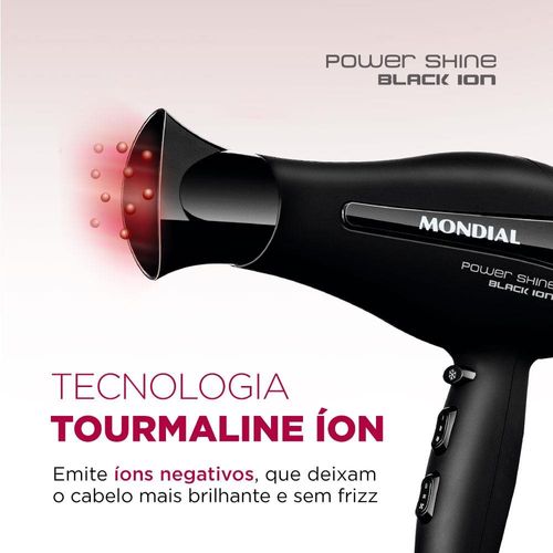 Secador de Cabelos Mondial Power Shine Black SC-13 2000W - Preto 110v