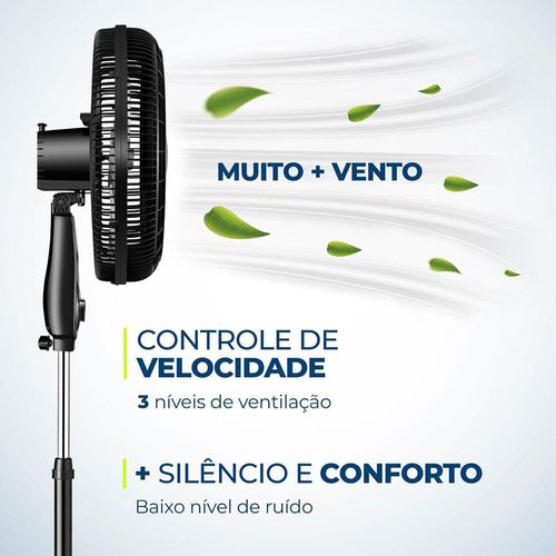 Ventilador de Coluna Mondial VTX-40C-8P 40 cm com 3 Velocidades - Preto 110V