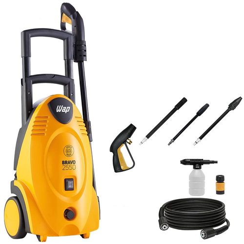 Lavadora de Alta Pressão Wap Bravo 2550 com Motor de Indução, 1800 PSI, Bico Turbo Aplicador de Detergente e Sistema Stop Total - 1700W 110V