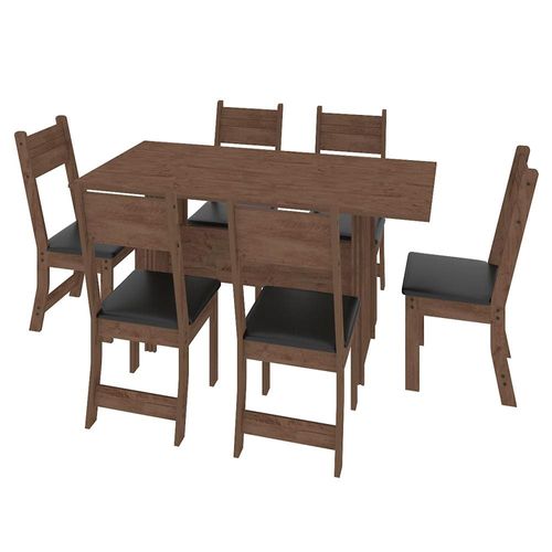 Mesa de Jantar Indekes Pequi com 6 Cadeiras Noce