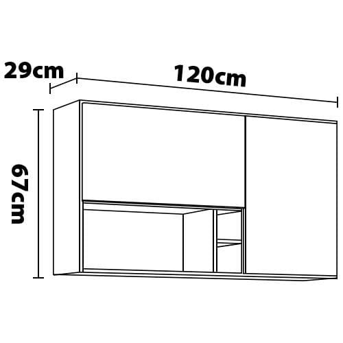 Armário Aéreo Demóbile Firenze com 2 Portas, 2 Prateleiras e 2 Nichos - Amêndola/Branco