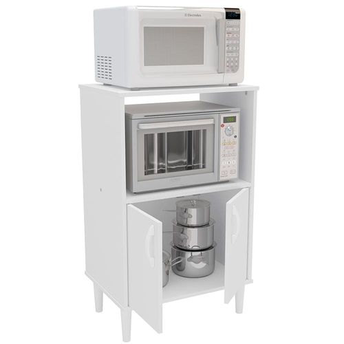 Armário para Micro-ondas Politorno Facility com 2 Portas e 1 Prateleira - 58cm de largura Branco