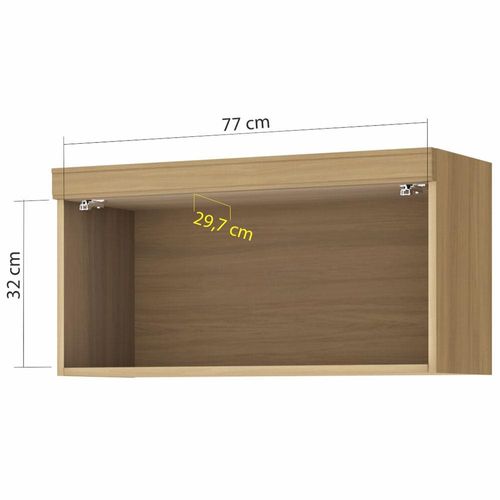 Armário Aéreo Nesher Marquesa em MDF 15mm com 1 Porta e 1 Prateleira - 80cm de largura Nature/Verde