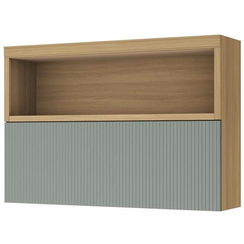 Armário Aéreo Nesher Marquesa em MDF 15mm com 1 Porta e 1 Prateleira - 120cm de largura Nature/Verde