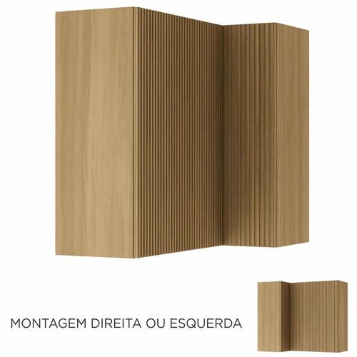Armário Aéreo de Canto Nesher Rainha em MDF 15mm com 2 Portas e 1 Prateleira - 92cm de largura Nature