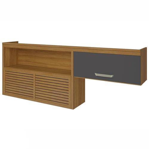 Armário Aéreo Nesher Princesa 2 Portas 4 Prateleiras – 200cm Freijo/Grafite