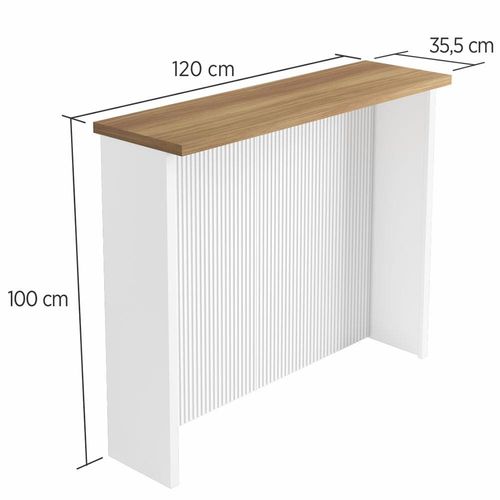 Painel de Ilha Canelado Nesher em MDF 15mm - 120cm de largura Branco/Nature
