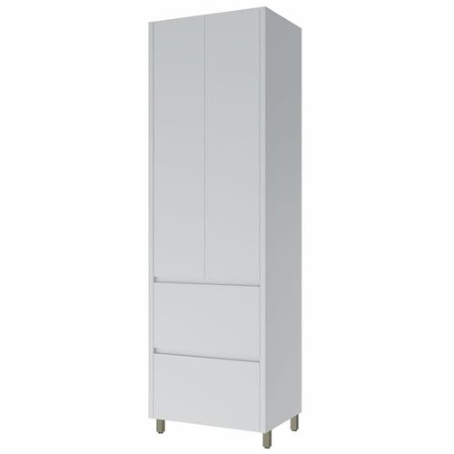 Paneleiro Nesher Rainha em MDF 15mm com 2 Portas, 2 Gavetas e 3 Prateleiras - 70cm de largura - Branco