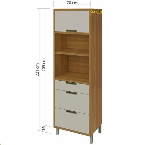 Paneleiro Nesher Imperatriz 1 Porta 3 Gavetas – 70cm Freijo/Offwhite