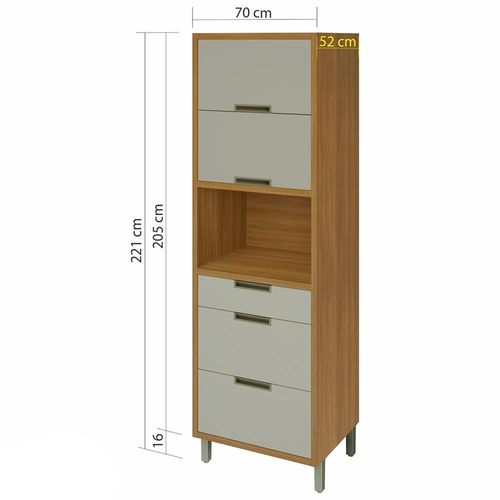 Paneleiro Nesher Imperatriz 2 Portas 3 Gavetas – 70cm Freijo/Offwhite