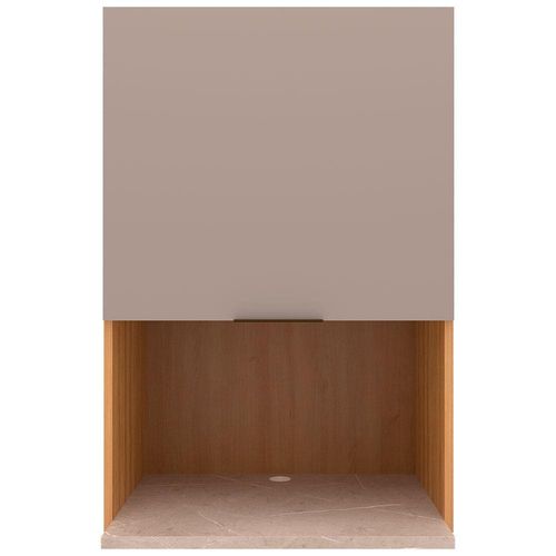 Armário Aéreo Bartira Cristal MDP 15mm com Nicho para Micro-ondas e 1 Porta - 60cm de largura Lâmina Mel/Nude