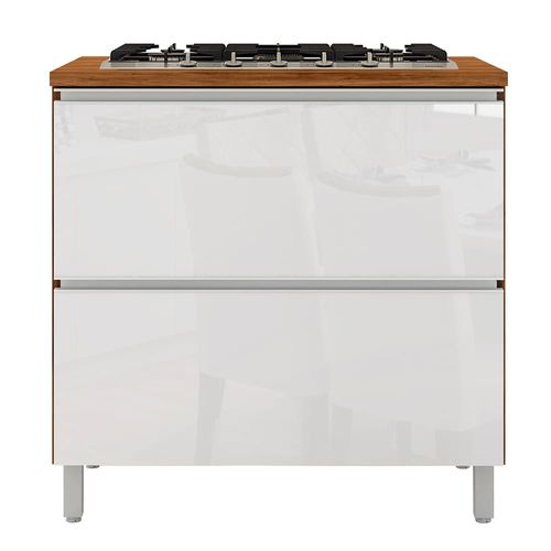 Balcão para Cooktop de 5 Bocas Bartira Amazonita com 1 Porta, 1 Gaveta e 1 Prateleira - 80,1cm de largura Damasco