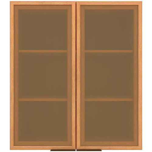 Armário Aéreo Bartira Cristal MDP 15mm com 2 Portas com Vidro e 2 Prateleiras - 80cm de largura Lâmina Mel