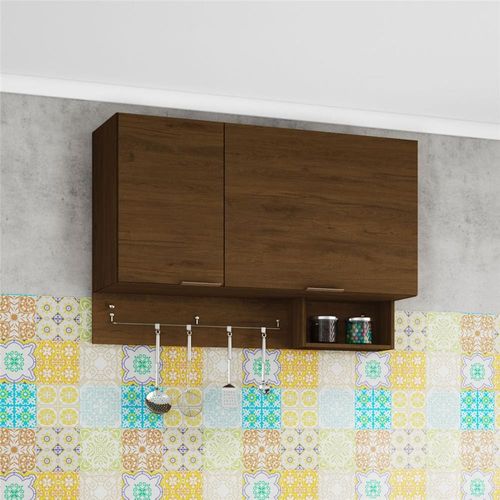 Armário Basculante Bartira Rubi com 2 Portas, 2 Prateleiras e Suporte para Utensílios Grapia