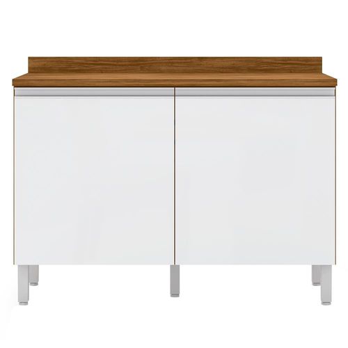 Balcão Duplo Bartira Jaspe com 2 Portas e 1 Prateleira - 120,1cm de largura Damasco/Branco