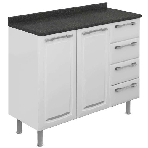 Gabinete Itatiaia Diamante com 2 Portas, 4 Gavetas e 1 Prateleira - 105cm de largura Branco