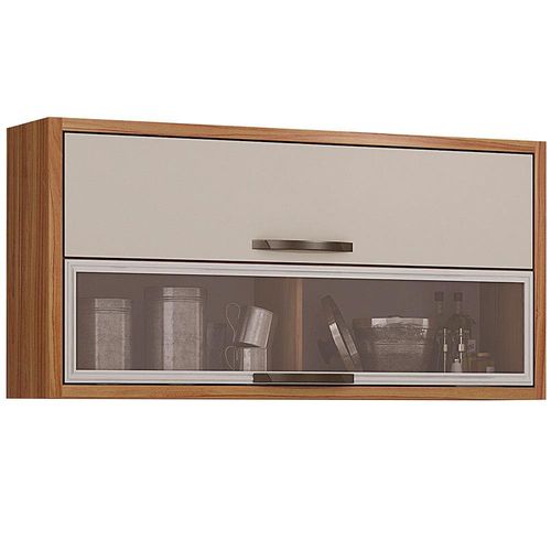 Armário Aéreo CHF Móveis Letícia em MDP 15mm com 2 Portas Basculantes Carvalho/Off White