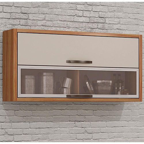 Armário Aéreo CHF Móveis Letícia em MDP 15mm com 2 Portas Basculantes Carvalho/Off White
