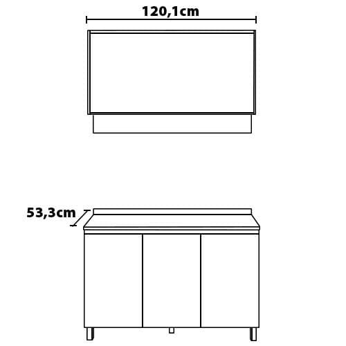 Cozinha Compacta Bartira Amazonita com 5 Portas e 3 Prateleiras - 120,1cm de largura Damasco/Branco