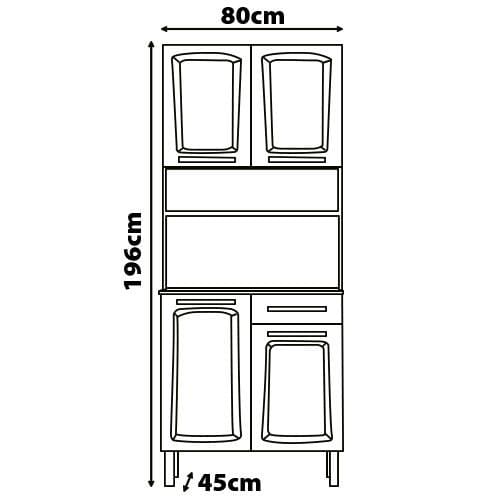 Cozinha Compacta Itatiaia Pratika com 4 Portas, 1 Gaveta e 5 Prateleiras - 80cm de largura Branco