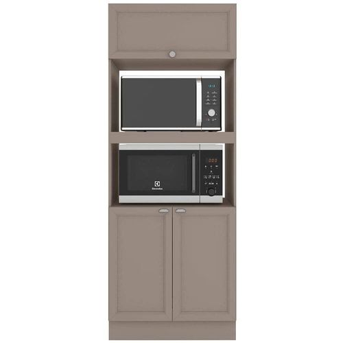 Cozinha Compacta Poliman Unna com 12 Portas, 2 Gavetas e 5 Prateleiras - 270cm de largura Fumê