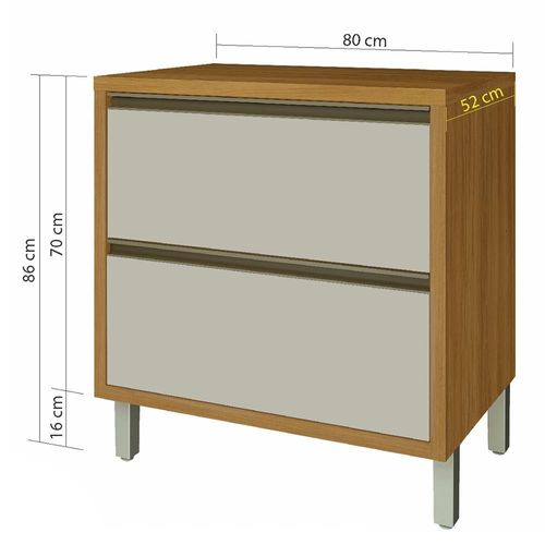 Balcão Nesher Baronesa 1 Porta 1 Gaveta – 80cm Freijo/Offwhite