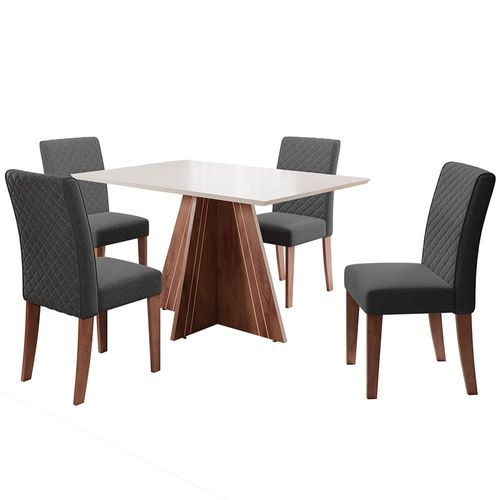 Mesa de Jantar Dobuê Dublin com 4 Cadeiras Cedro/Branco Off/Grafite